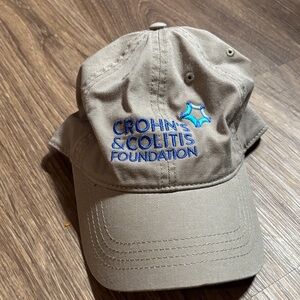 Crohn’s & Colitis Foundation Baseball Hat Cap Tan Blue Embroidery